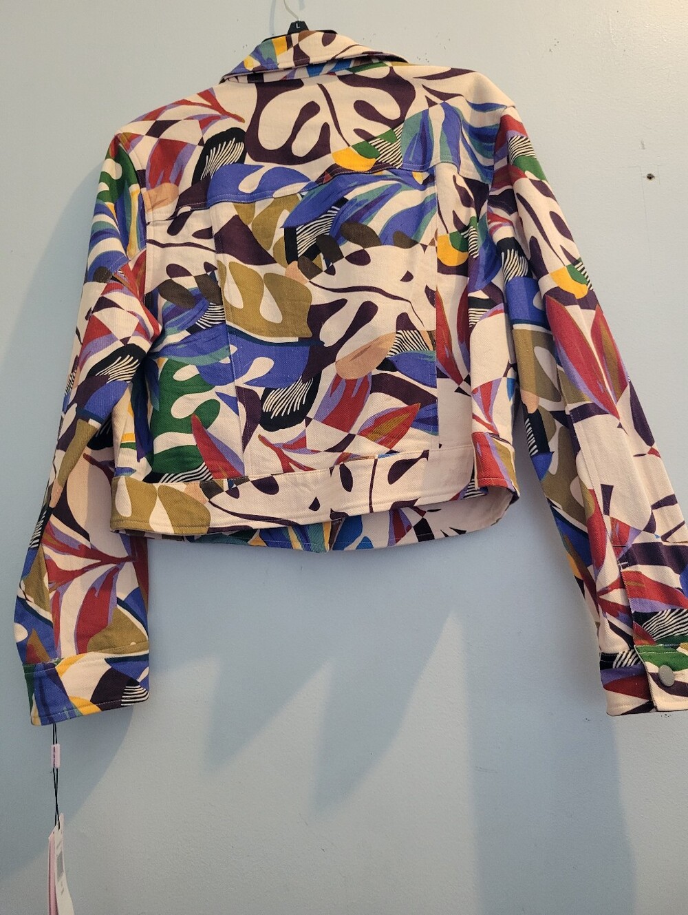 Stylish Multi-Color Printed Crop Denim Jacket by Avec Les Filles - Picture 4 of 4